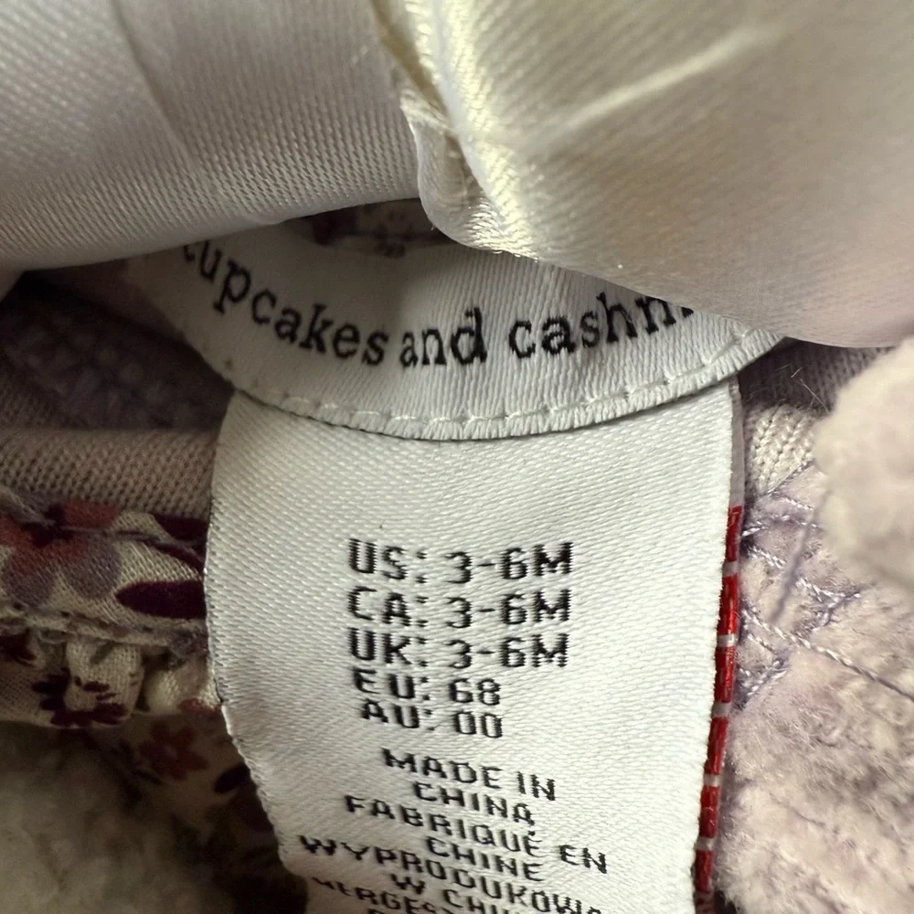 New! Cupcakes and Cashmere soft velvet infant sleeper with matching lovey 3-6 M